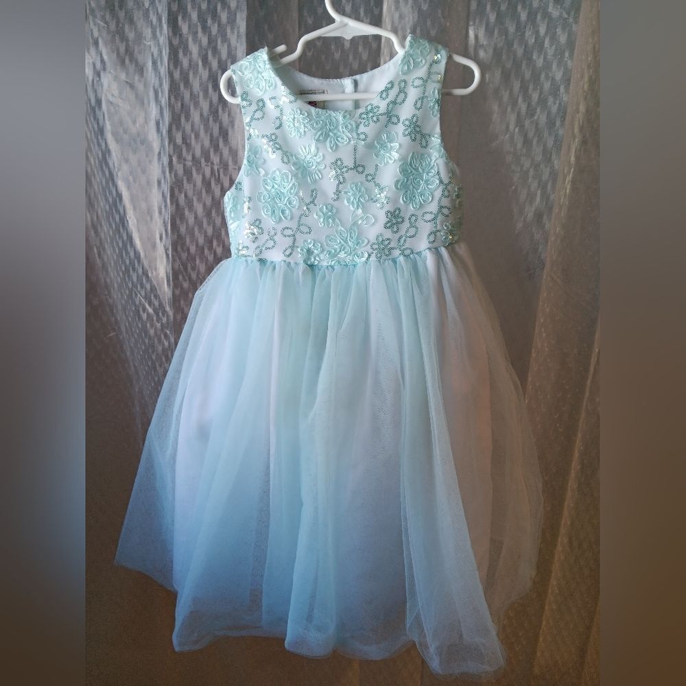 Marmellata Light Blue Embroidered Kids Dress